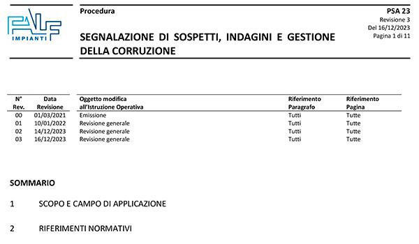 Segnalazione di sospetti, indagini e gestione della corruzione